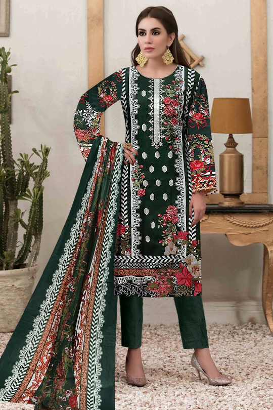 GUL AHMED 3PC UNSTITCHED PRINTED LAWN SUIT WITH LAWN DUPATTA D-095B
