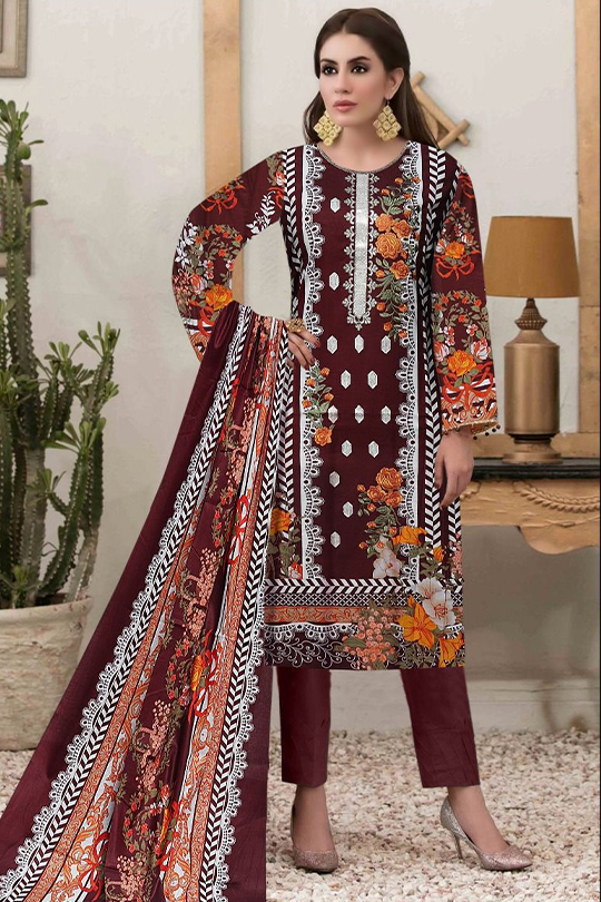 GUL AHMED 3PC UNSTITCHED PRINTED LAWN SUIT WITH LAWN DUPATTA D-095C