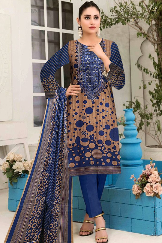 GUL AHMED 3PC UNSTITCHED PRINTED LAWN SUIT WITH LAWN DUPATTA D-094B