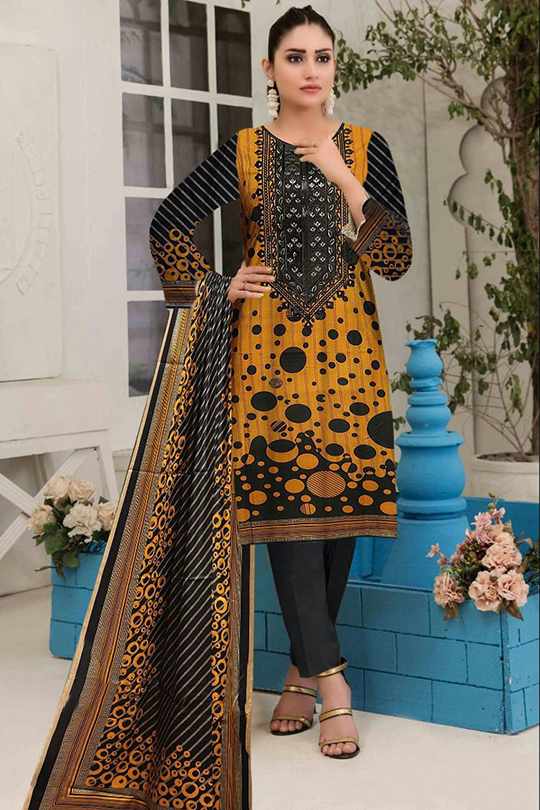 GUL AHMED 3PC UNSTITCHED PRINTED LAWN SUIT WITH LAWN DUPATTA D-094C