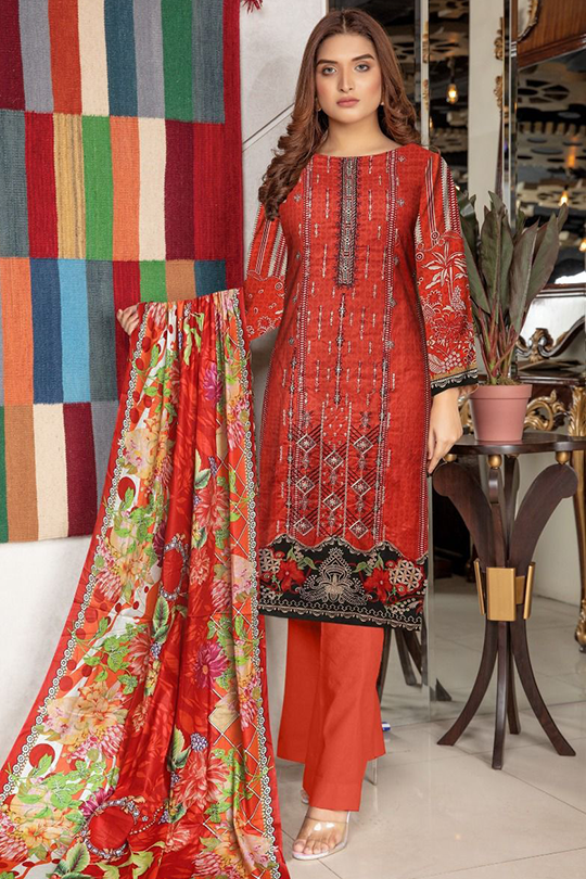 GUL AHMED 3PC UNSTITCHED PRINTED LAWN SUIT WITH LAWN DUPATTA D-098